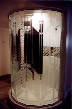 Surface etched shower