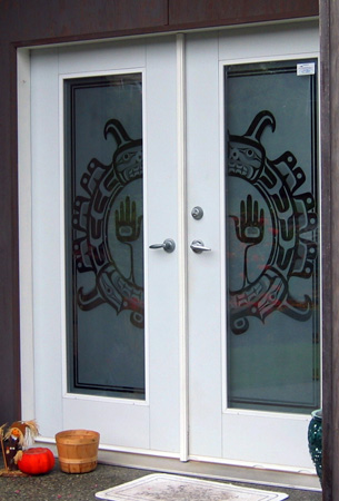 Etched glass Native design