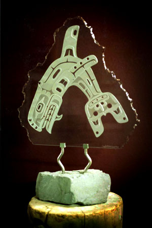 Orca etched glass