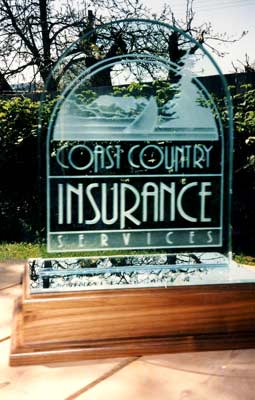 Etched glass corporate award